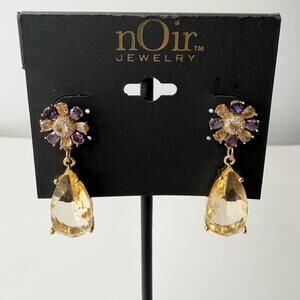 Noir - Gold Plated Dangle Earrings